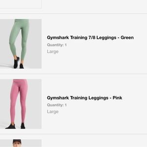 Gymshark leggings - pinks and green pairs.  Butter soft fabric